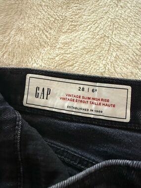 GAP Vintage Slim High Rise (Size 28) Faded Black Jeans